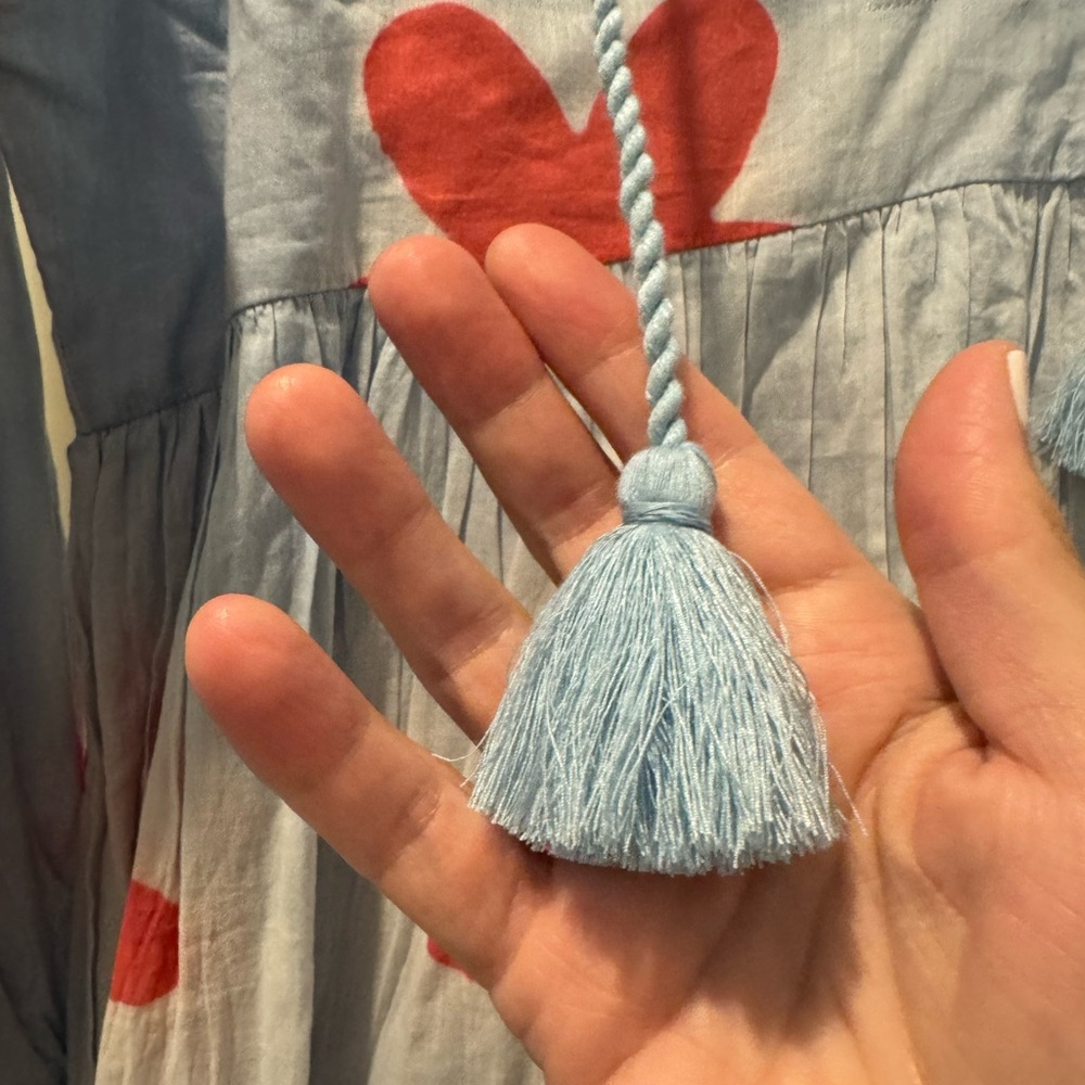 Oliphant Blue and Red Pleated Tiered Sundress - Picture 4 of 5